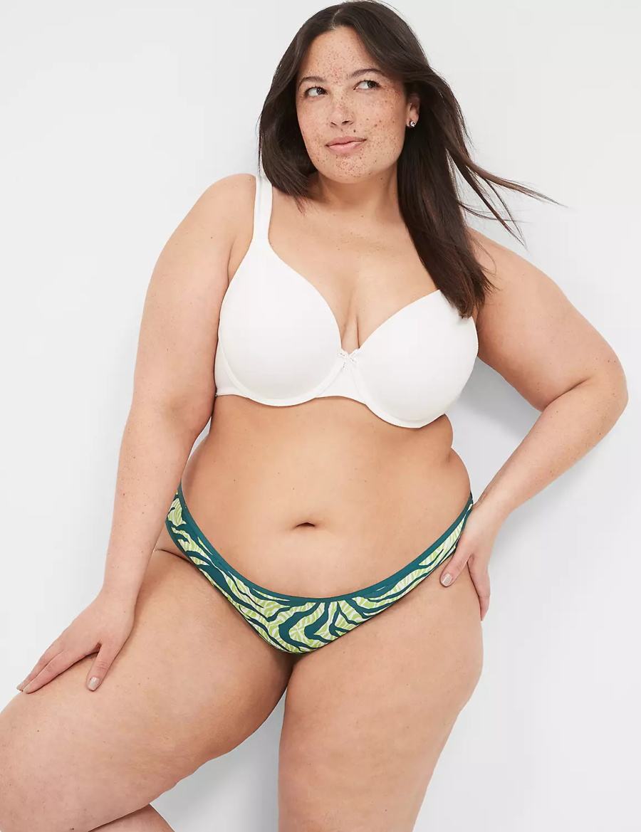 Dámské Slipy Lane Bryant Cotton Dipped Tanga Tmavě Tyrkysové | WMH3479DO