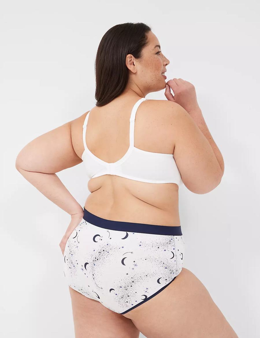 Dámské Slipy Lane Bryant Cotton Full With Wide Waistband Bílé | LFJ654FA