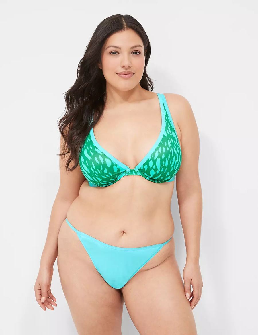 Dámské Slipy Lane Bryant Crush Cotton G-String Tyrkysové | MJU5275VU