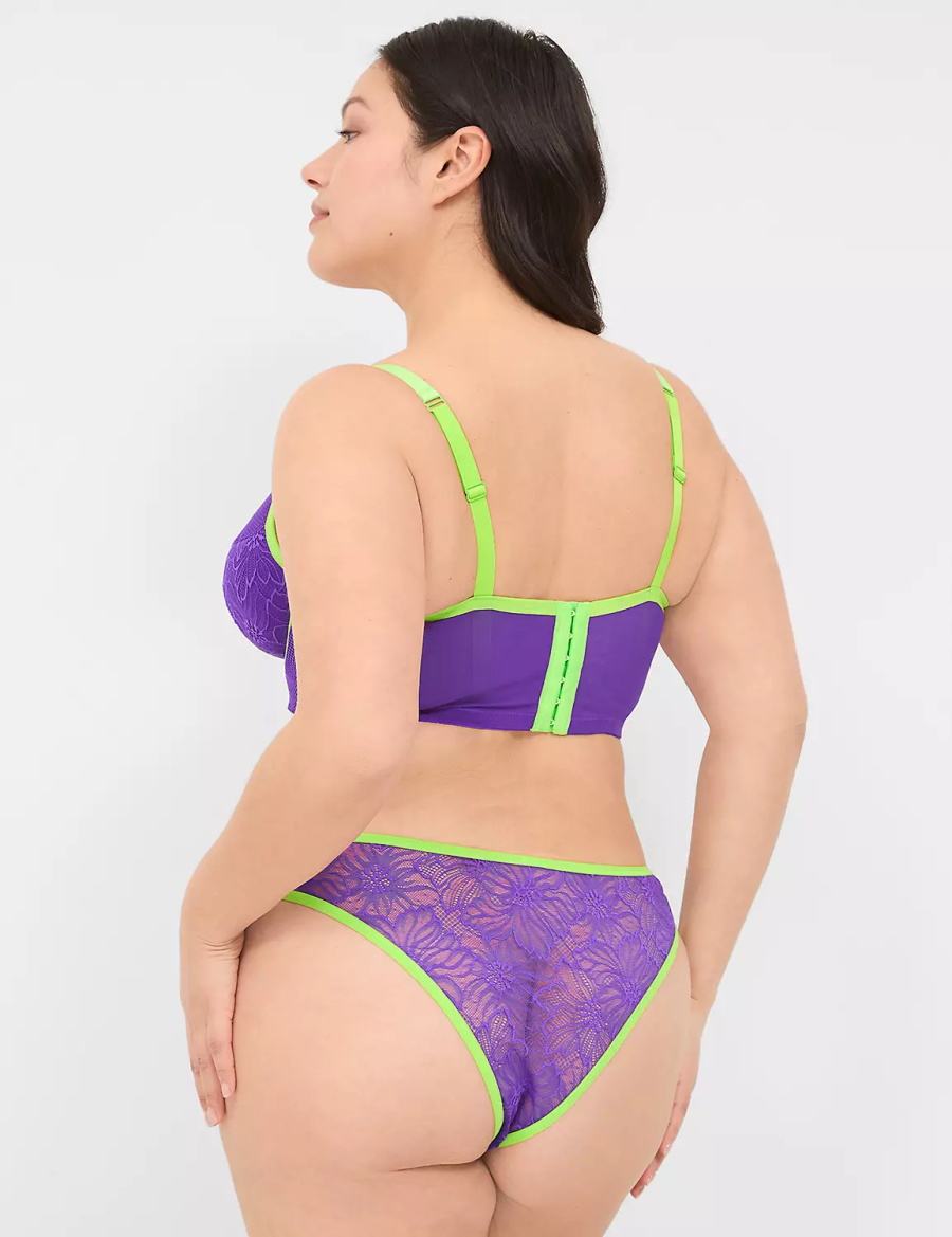 Dámské Slipy Lane Bryant Crush Flower Lace Dipped Tanga Fialové | UJA5333ME