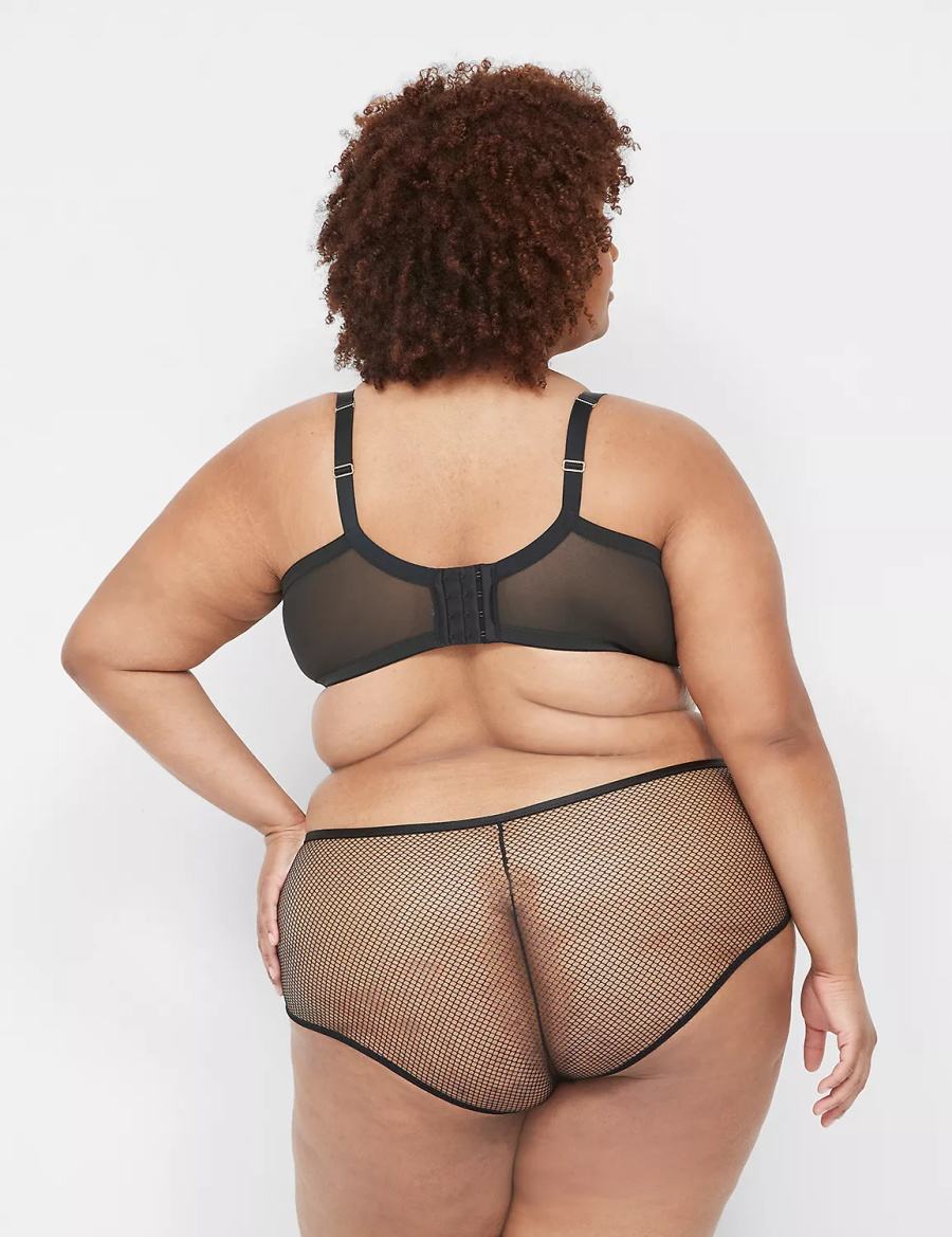 Dámské Slipy Lane Bryant Fishnet Černé | ZOD8987RQ