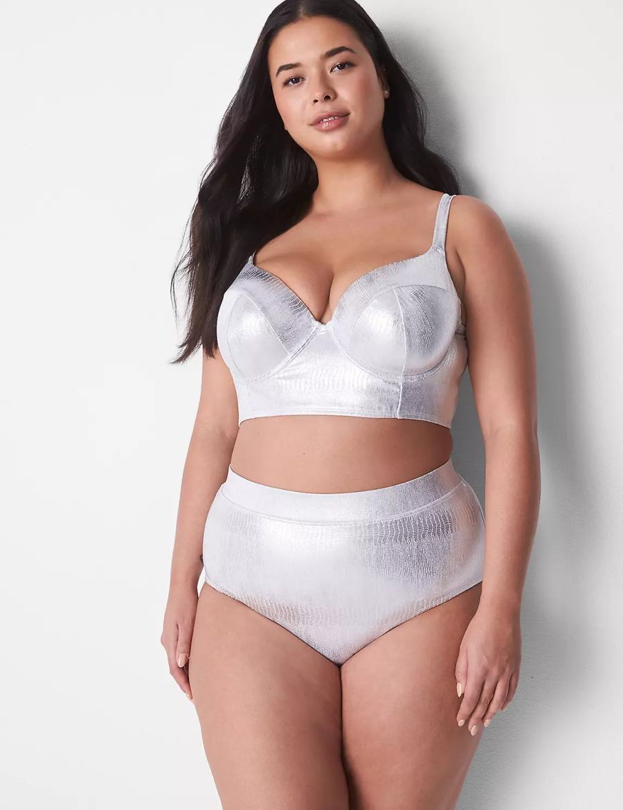 Dámské Slipy Lane Bryant Foil Swim Stříbrné | IVS8776EC