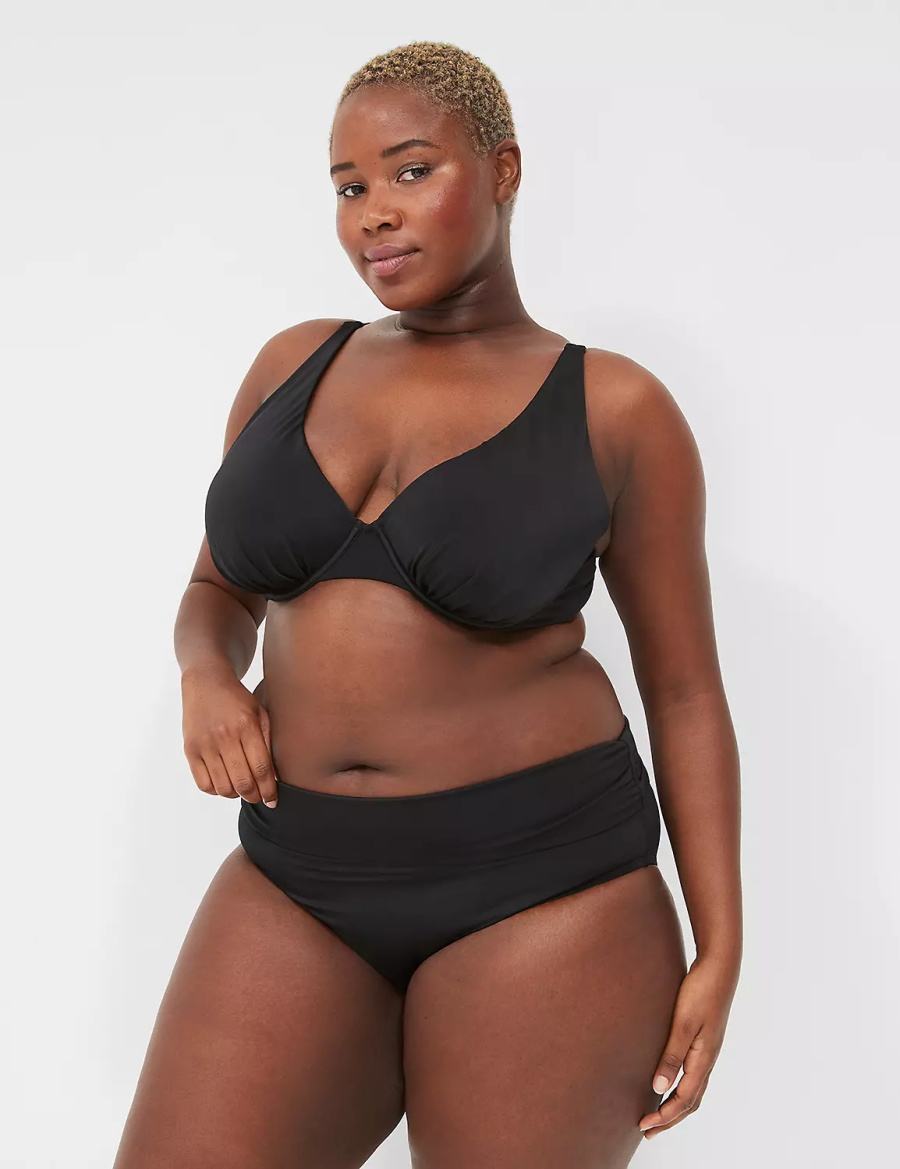 Dámské Slipy Lane Bryant Foldover-Waist Swim Černé | NNW8357QP