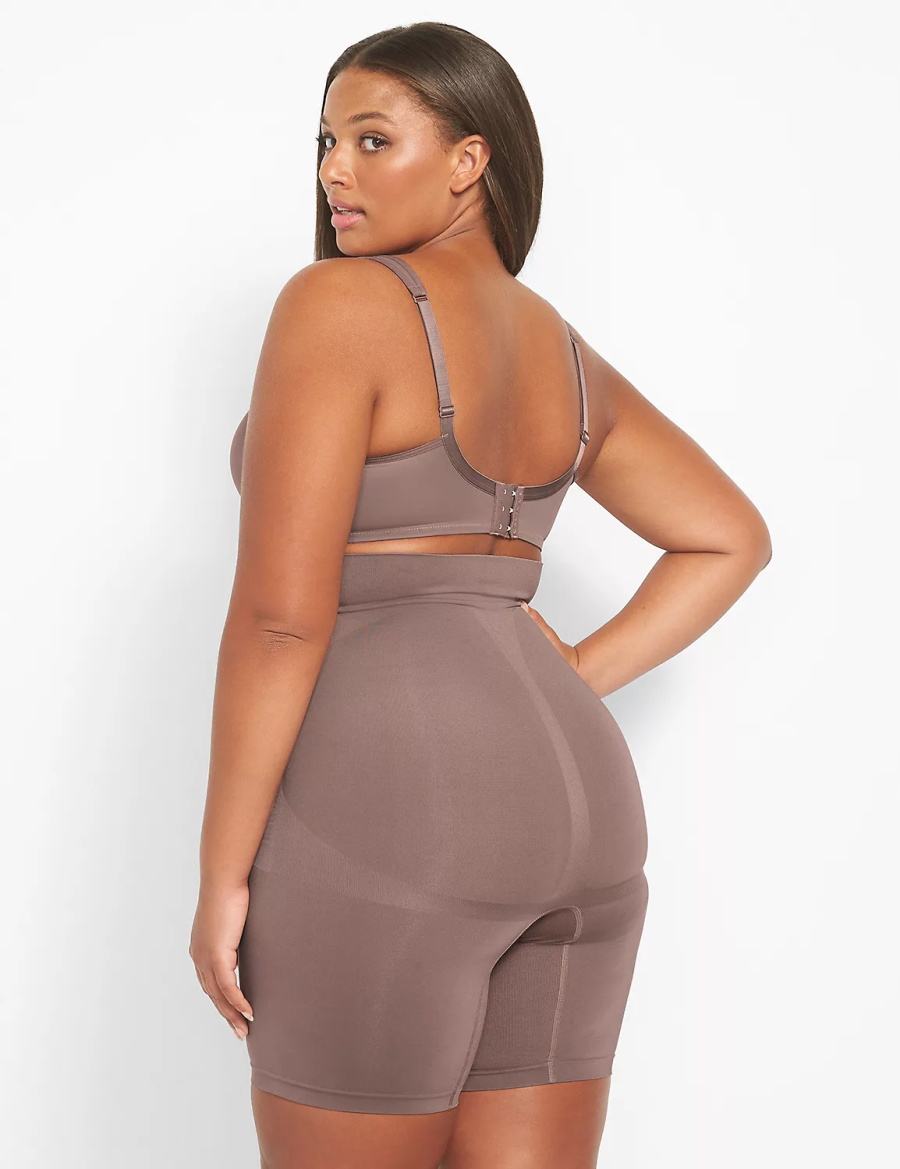 Dámské Slipy Lane Bryant Level 2 Shaping Ultra High-Waist Short Tmavě Šedé Hnědé | EFY9484AL