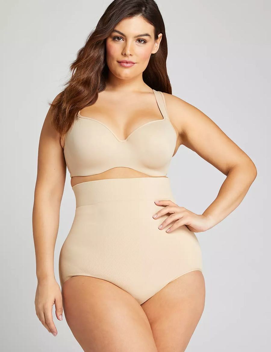 Dámské Slipy Lane Bryant Level 2 Shaping Ultra High-Waist Brief Béžový | LER5278YV