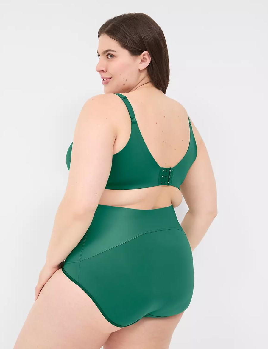 Dámské Slipy Lane Bryant Level 2 Totally Smooth High-Waist Tmavě Zelene | GMW480TB