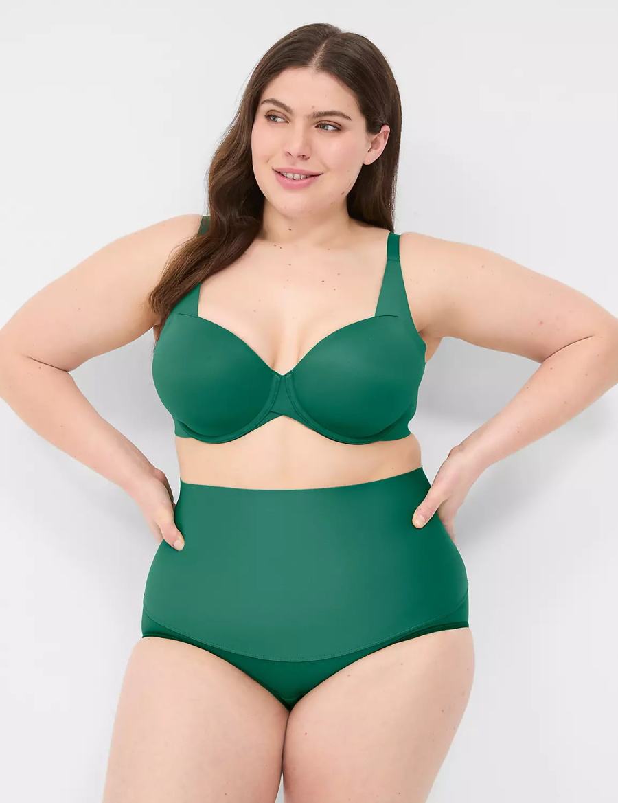 Dámské Slipy Lane Bryant Level 2 Totally Smooth High-Waist Tmavě Zelene | GMW480TB