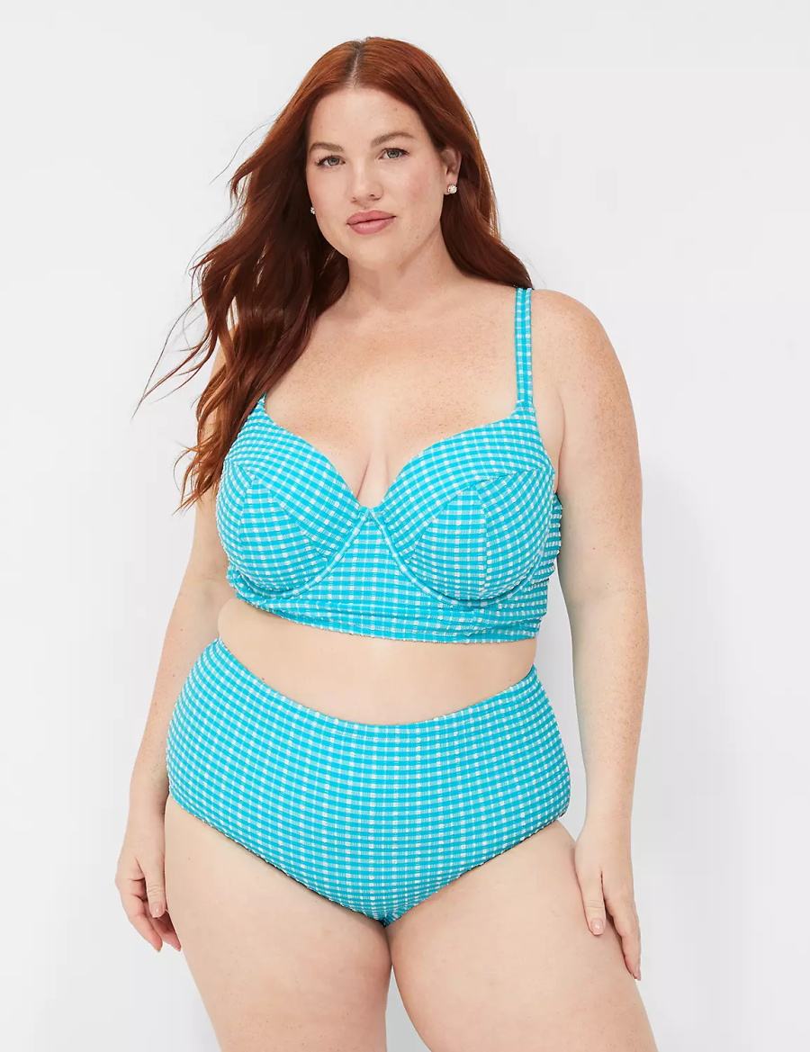 Dámské Slipy Lane Bryant Mid-Rise Swim Blankyt Bílé | BXG5976PU