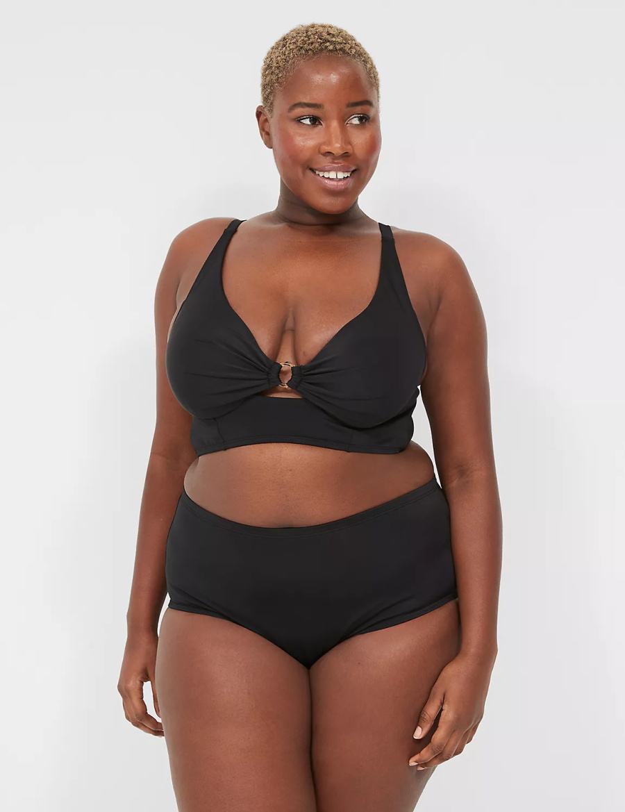 Dámské Slipy Lane Bryant Mid-Rise Swim Černé | JIB7424RZ