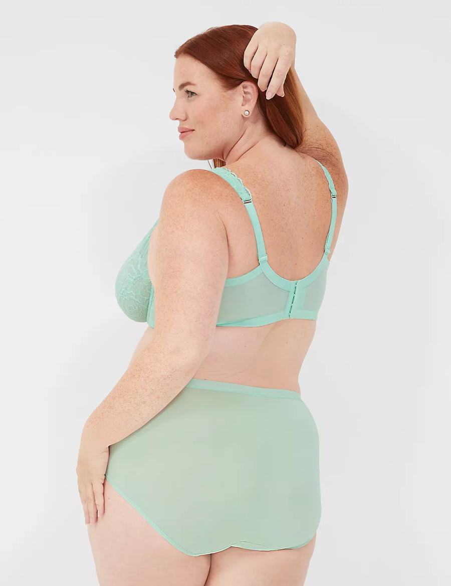 Dámské Slipy Lane Bryant No-Show Full with Lace Světle Zelene | WRI4484AQ