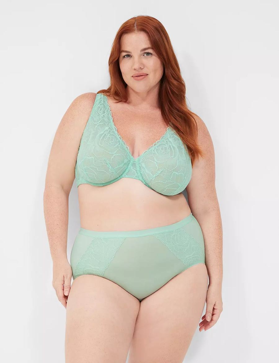 Dámské Slipy Lane Bryant No-Show Full with Lace Světle Zelene | WRI4484AQ