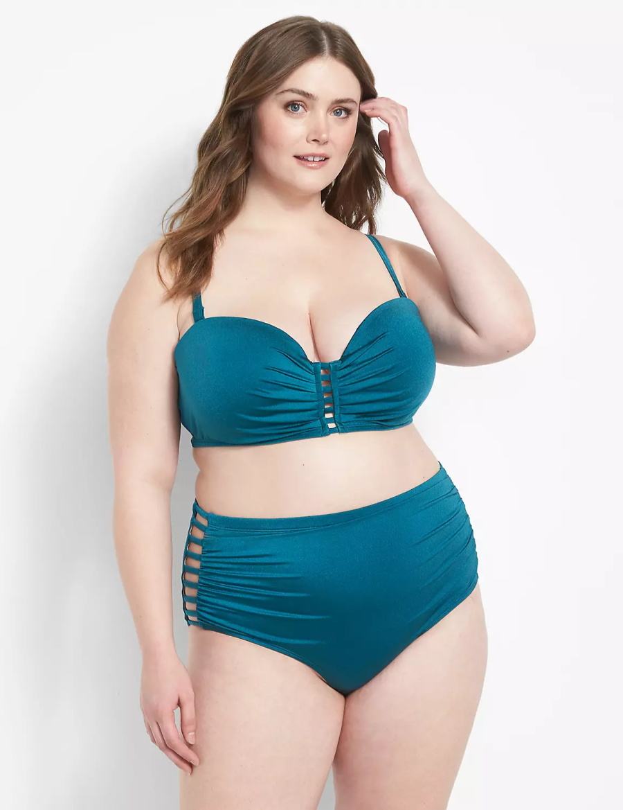 Dámské Slipy Lane Bryant Shimmer Strappy Ruched-Side Swim Blankyt | FAP3588QZ