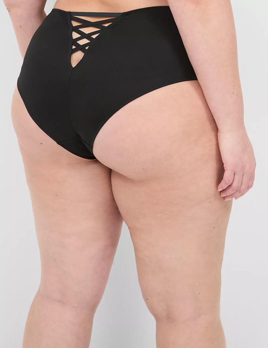 Dámské Slipy Lane Bryant Strappy-Back Brief Černé | TGM8544PN