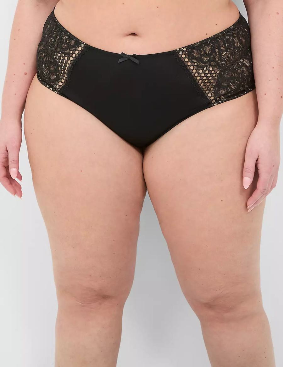 Dámské Slipy Lane Bryant Strappy-Back Brief Černé | TGM8544PN