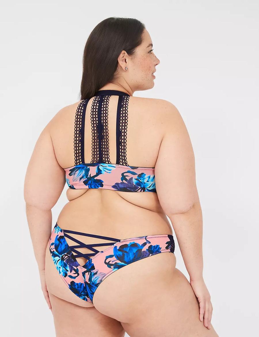 Dámské Slipy Lane Bryant Strappy-Back Tanga Růžové Blankyt | YFO640ND