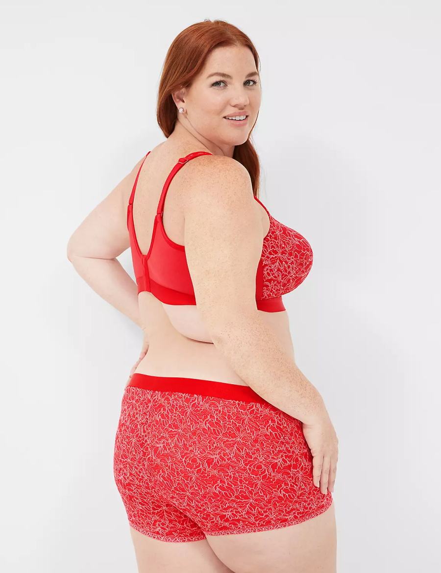 Dámské Slipy Lane Bryant Stretch Lace Boyfriend Červené | NXI5843ZU