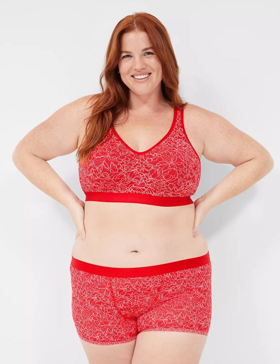 Dámské Slipy Lane Bryant Stretch Lace Boyfriend Červené | NXI5843ZU