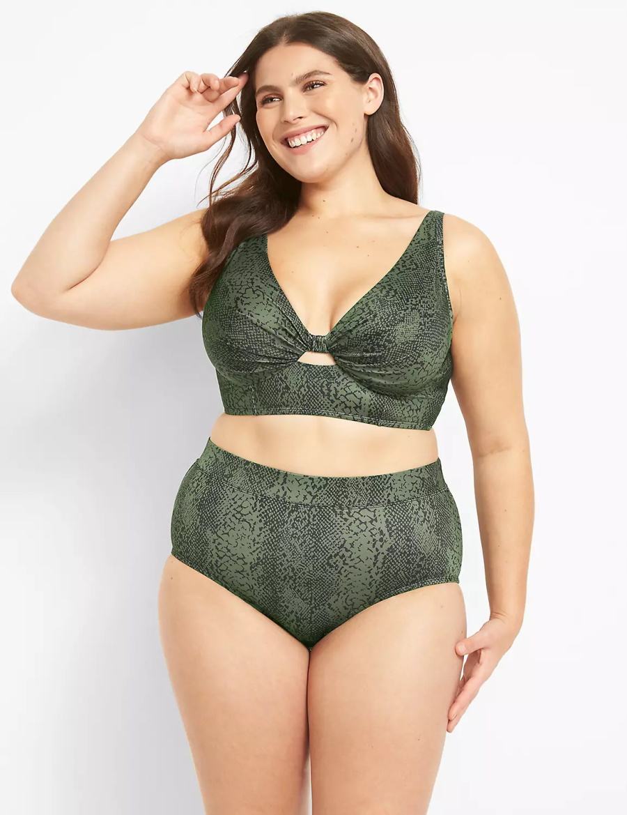 Dámské Slipy Lane Bryant Swim Tmavě Zelene | EMW2289KG