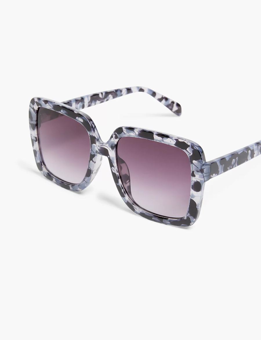 Dámské Sluneční Brýle Lane Bryant Black & Grey Tortoiseshell Print Square Černé | KLY9873PW