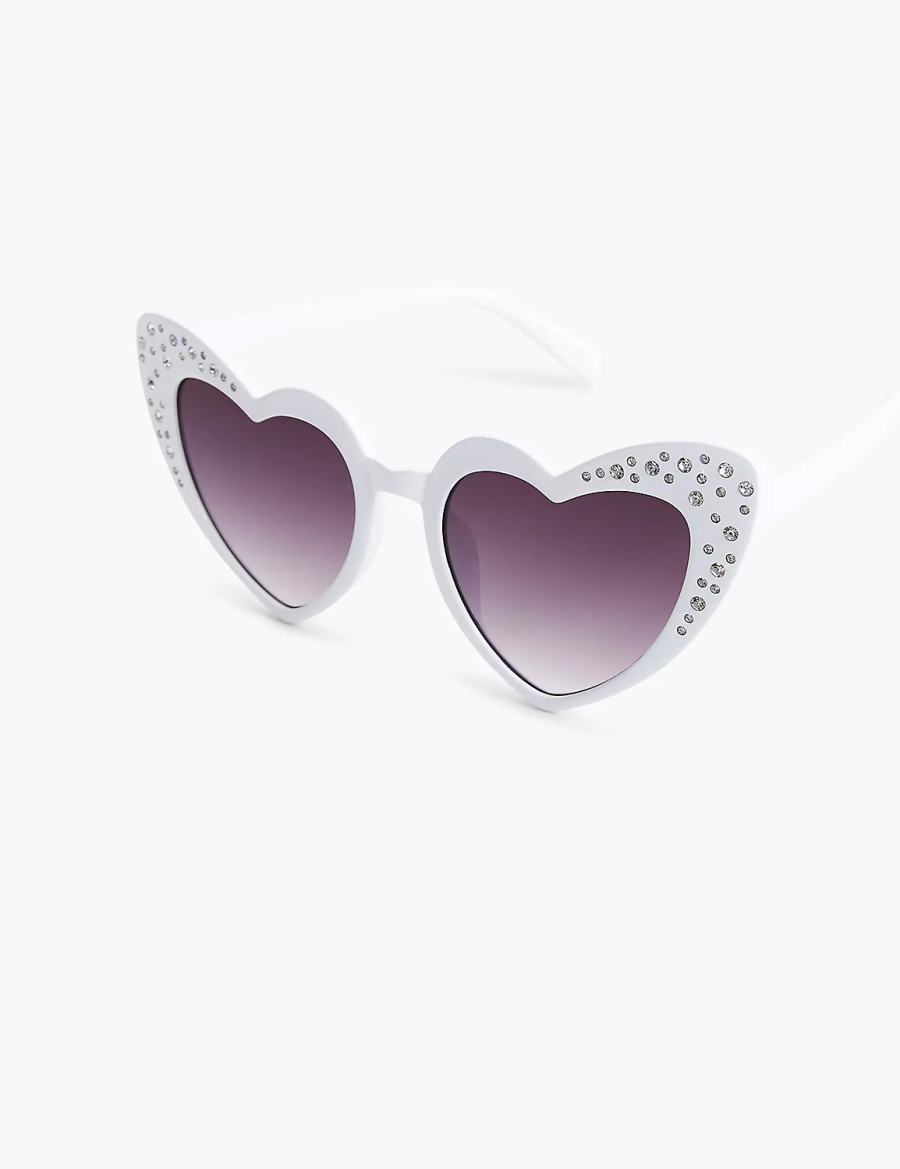 Dámské Sluneční Brýle Lane Bryant Bling Heart Bílé | VVE899WS