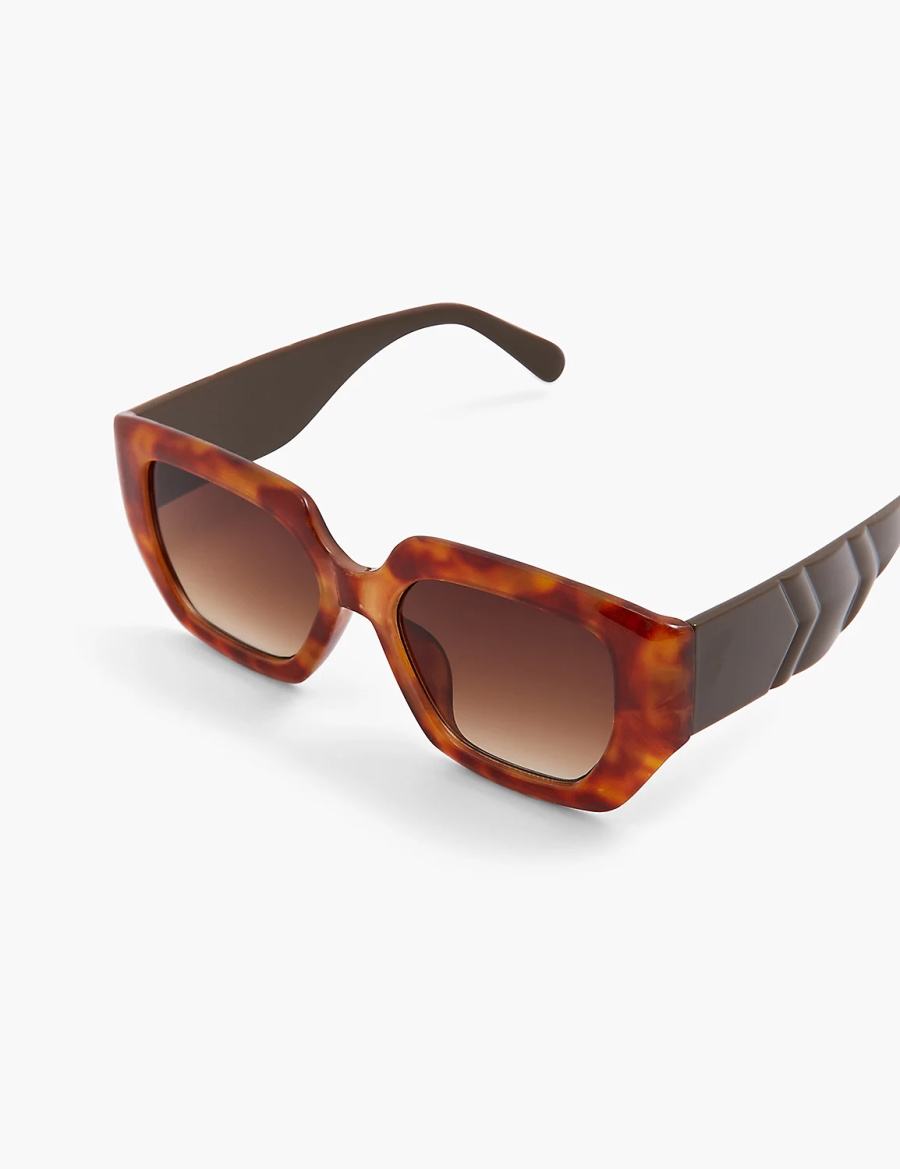 Dámské Sluneční Brýle Lane Bryant Blonde Tortoiseshell Print Square Hnědé | MMC2973ZL