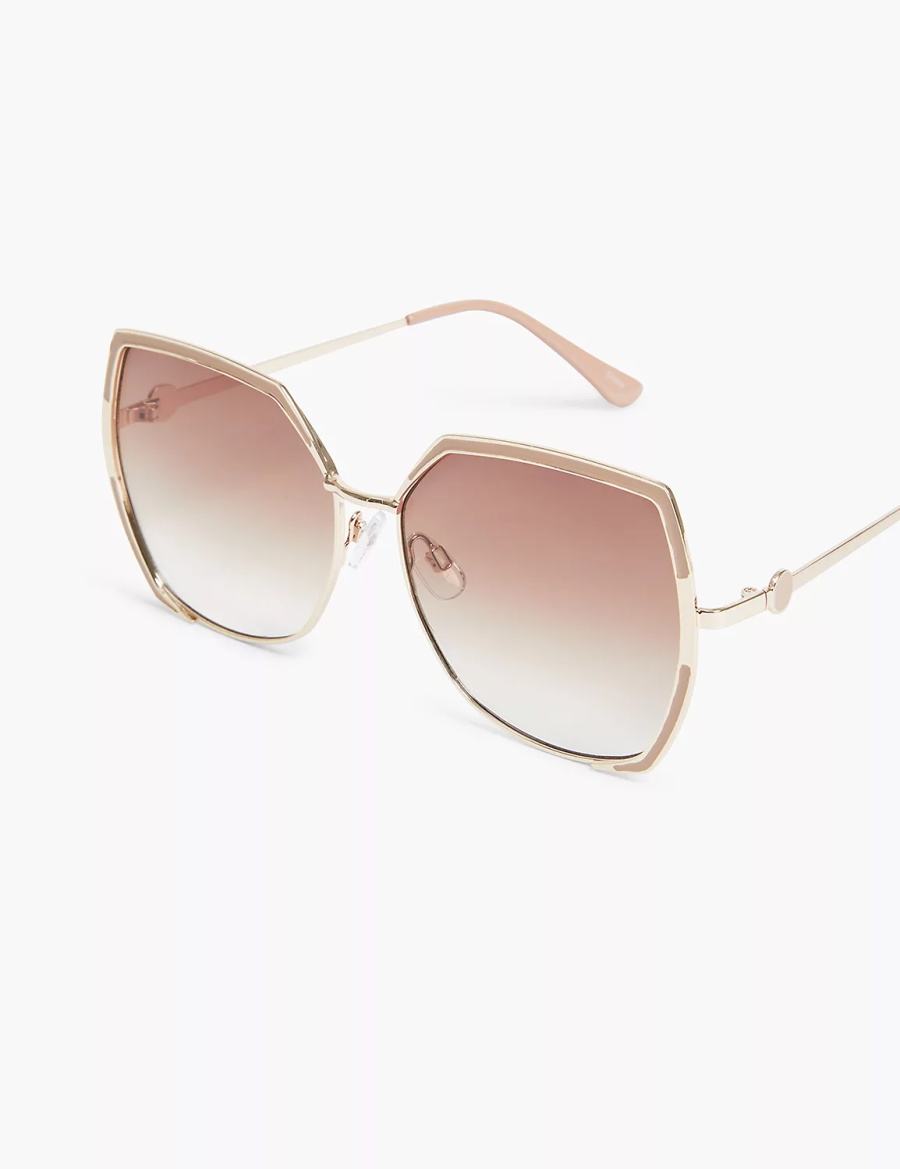 Dámské Sluneční Brýle Lane Bryant Butterfly Aviator Hnědé | HEB5951ME