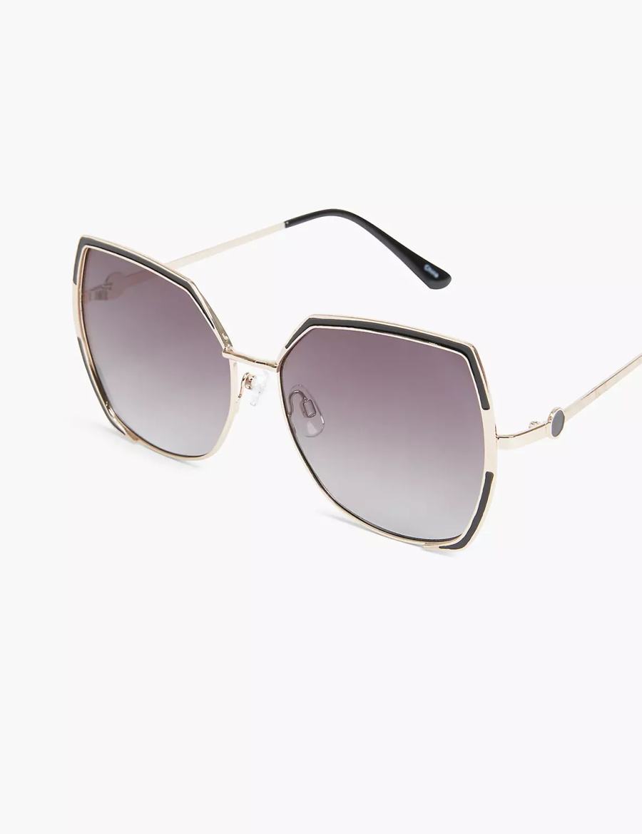 Dámské Sluneční Brýle Lane Bryant Butterfly Aviator Černé | XIC10082OI