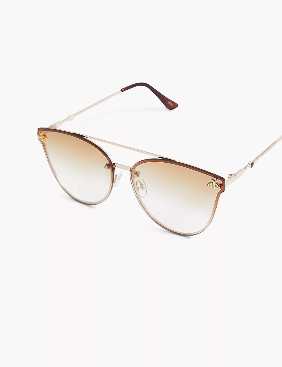 Dámské Sluneční Brýle Lane Bryant Goldtone Bee Aviator Zlaté | ARI3933TJ