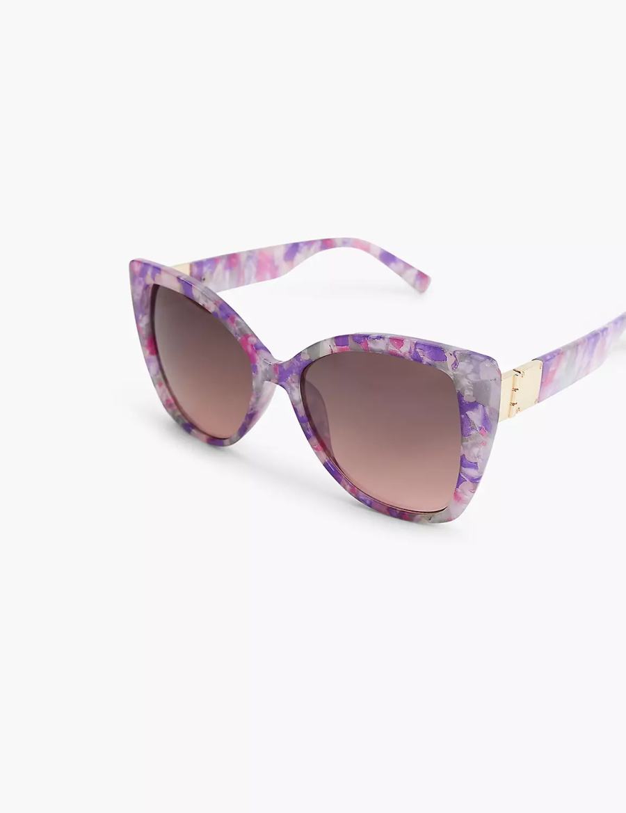 Dámské Sluneční Brýle Lane Bryant Purple Marble Cateye Fialové Viacfarebný | AUJ255WH