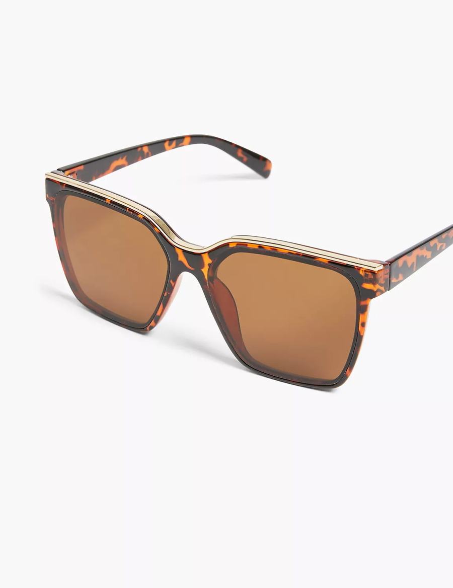 Dámské Sluneční Brýle Lane Bryant Tortoiseshell Print Jelly Embellished Cateye Hnědé Černé | WOB7233GW