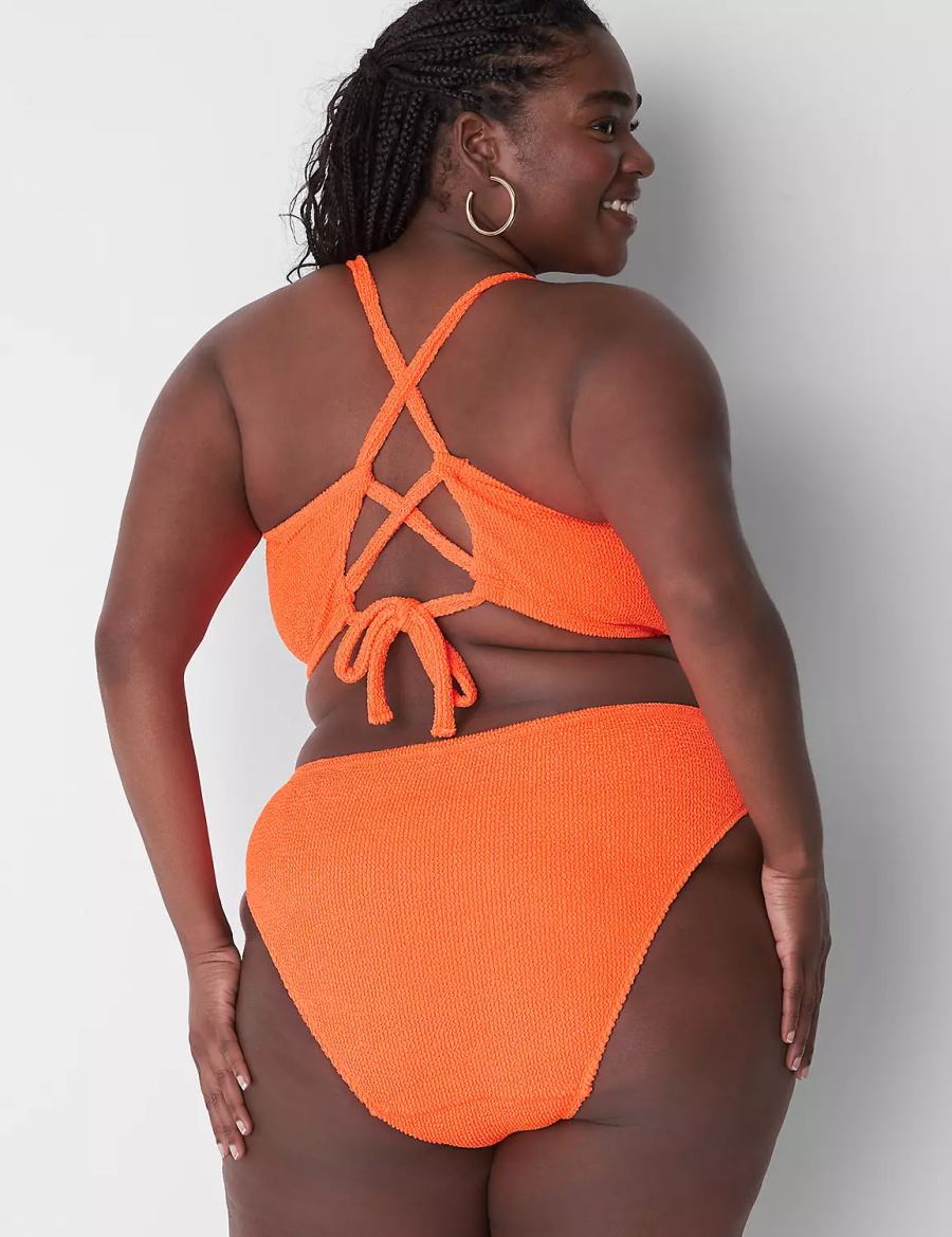 Dámské Spodní díl Plavek Lane Bryant Crinkle High-Leg Cheeky Swim Oranžové | KHP8059BF