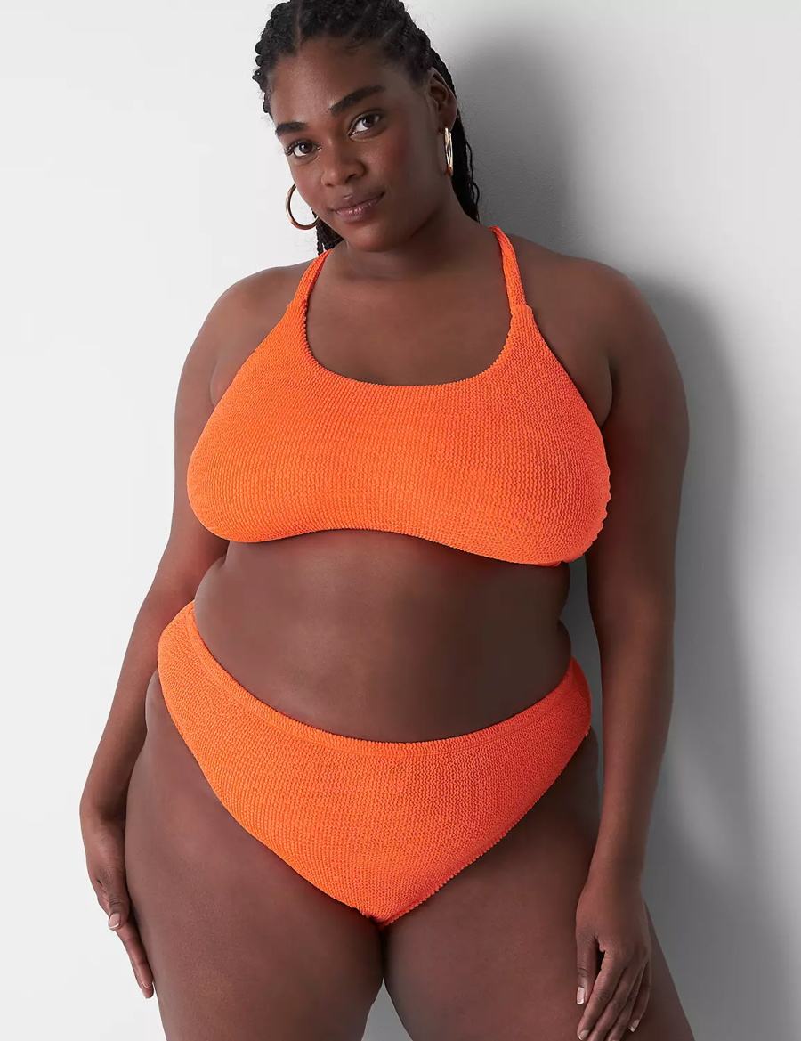 Dámské Spodní díl Plavek Lane Bryant Crinkle High-Leg Cheeky Swim Oranžové | KHP8059BF