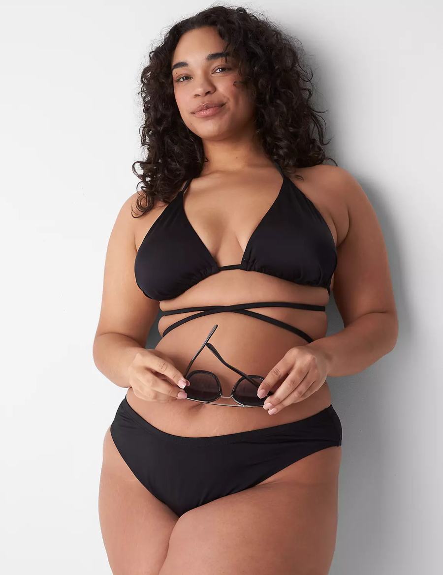 Dámské Spodní díl Plavek Lane Bryant Dipped Tanga Swim Černé | OPH2154QU