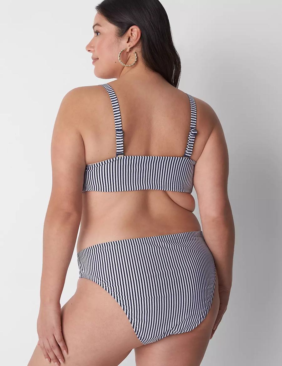 Dámské Spodní díl Plavek Lane Bryant Seersucker High-Leg Cheeky Swim Blankyt | AZO2655ZP