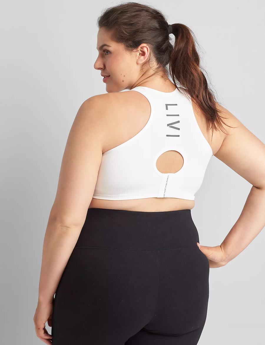 Dámské Sportovní Podprsenka Lane Bryant LIVI Wireless Medium-Impact Seamless Bílé | FZW9374PT