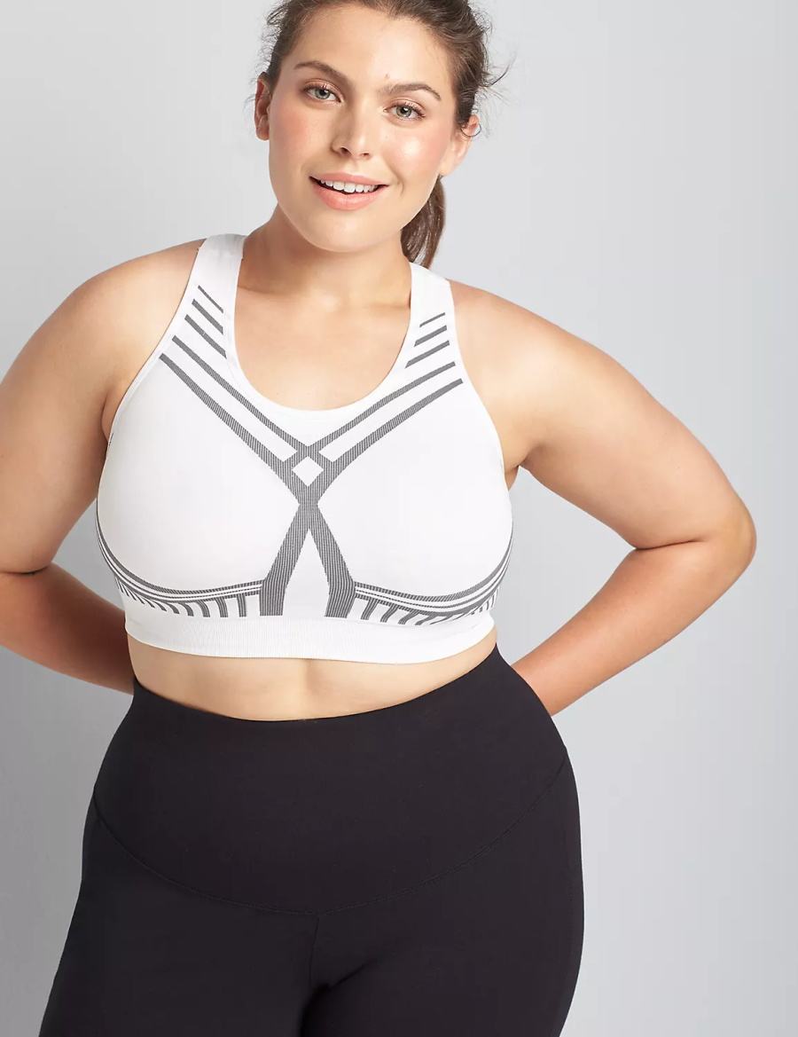 Dámské Sportovní Podprsenka Lane Bryant LIVI Wireless Medium-Impact Seamless Bílé | FZW9374PT