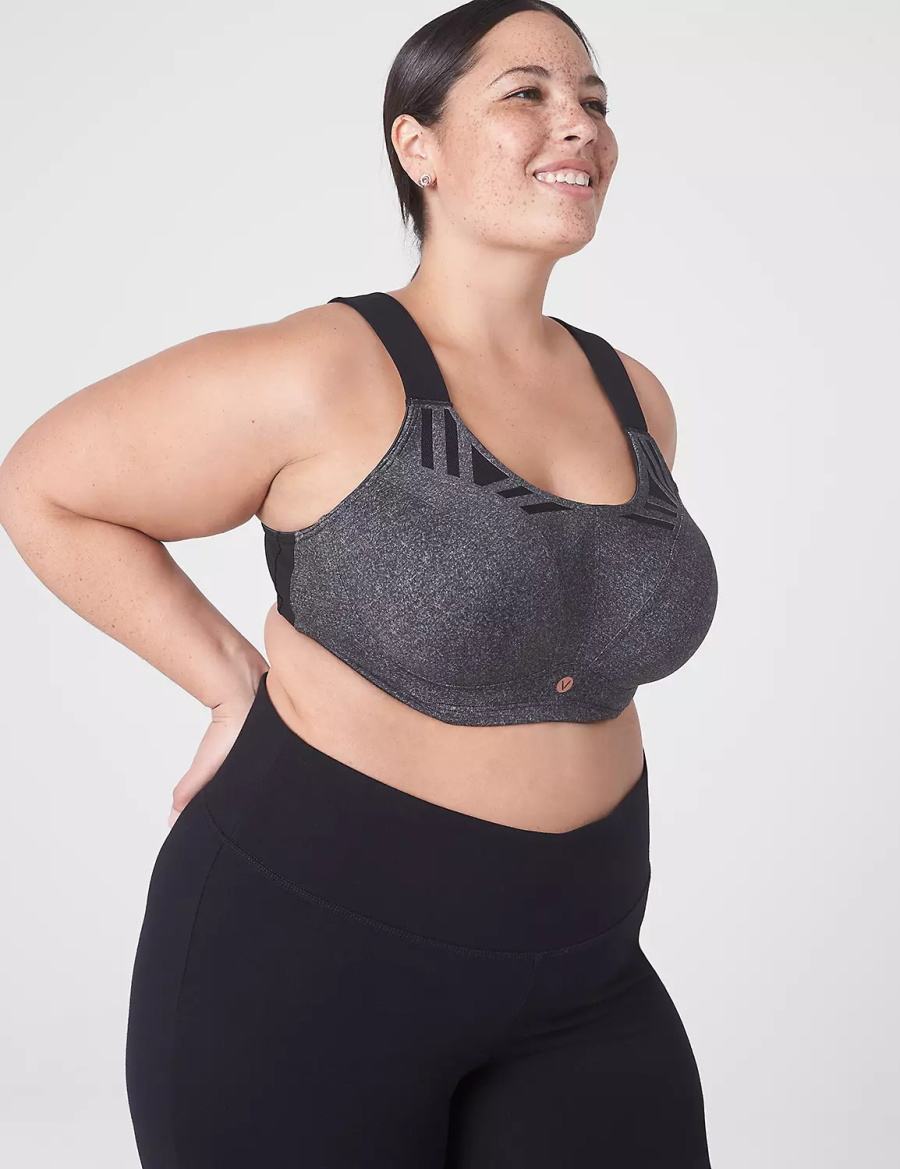 Dámské Sportovní Podprsenka Lane Bryant LIVI Max Support Wicking Underwire Šedé | HWY6518ZT