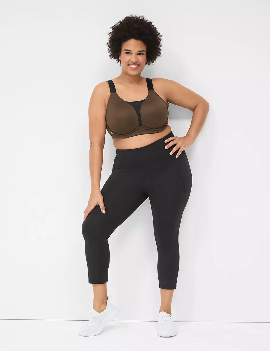 Dámské Sportovní Podprsenka Lane Bryant LIVI Wireless Medium-Impact Wicking Tmavě Hnědé | VXB3833PM