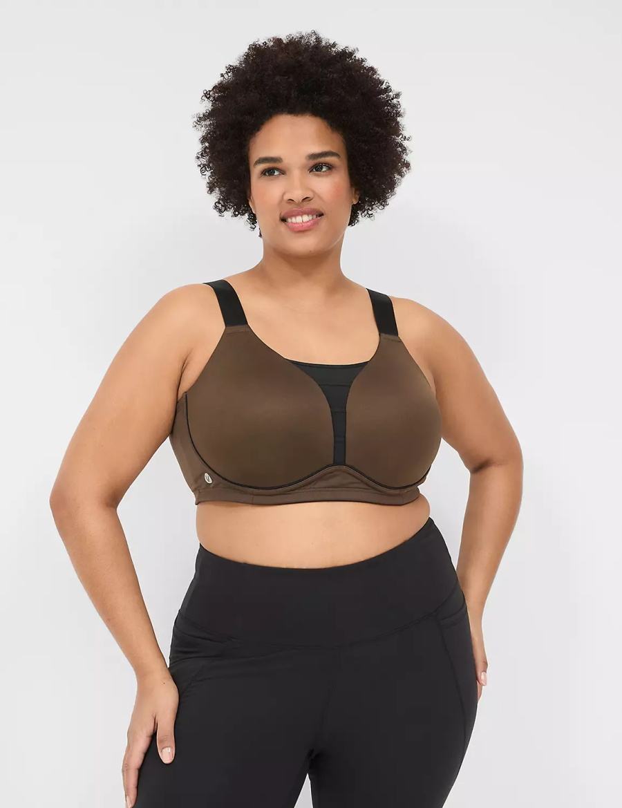 Dámské Sportovní Podprsenka Lane Bryant LIVI Wireless Medium-Impact Wicking Tmavě Hnědé | VXB3833PM