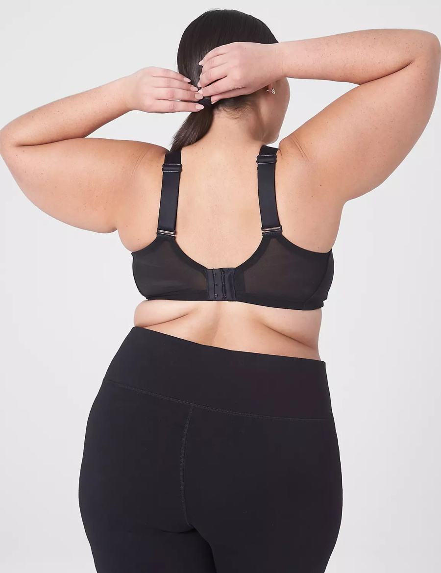 Dámské Sportovní Podprsenka Lane Bryant LIVI Wireless Medium-Impact Wicking Černé | VFK7870JQ