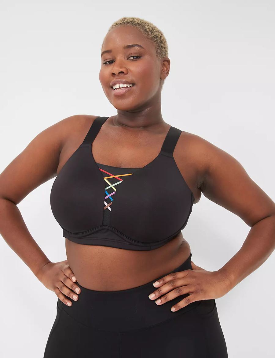 Dámské Sportovní Podprsenka Lane Bryant LIVI Wireless Medium-Impact Wicking Černé | FZN2650NN