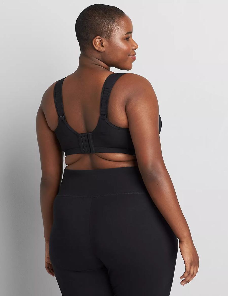 Dámské Sportovní Podprsenka Lane Bryant LIVI High-Impact Wicking Underwire Černé | EBU8910KB