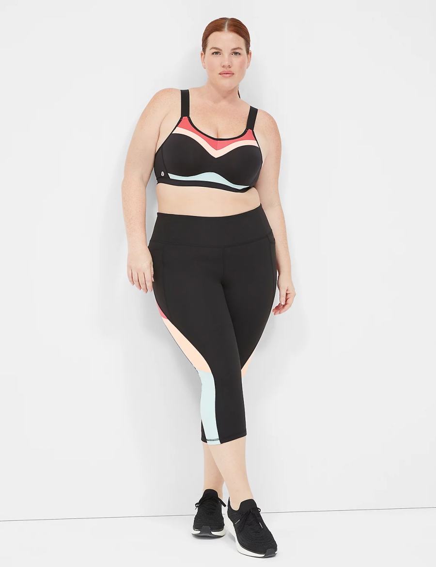 Dámské Sportovní Podprsenka Lane Bryant LIVI High-Impact Wicking Underwire Černé | FAT6396ZW