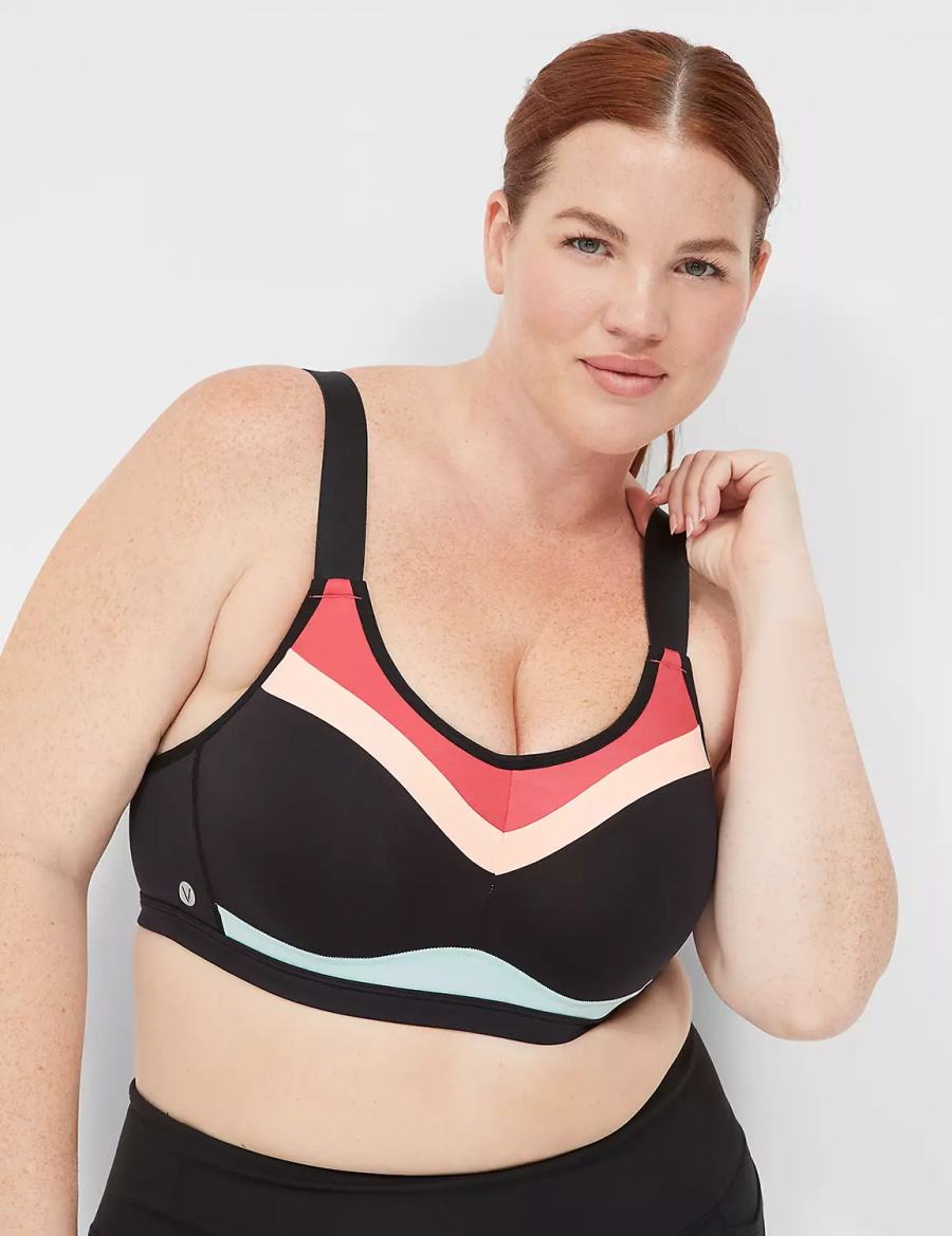 Dámské Sportovní Podprsenka Lane Bryant LIVI High-Impact Wicking Underwire Černé | FAT6396ZW