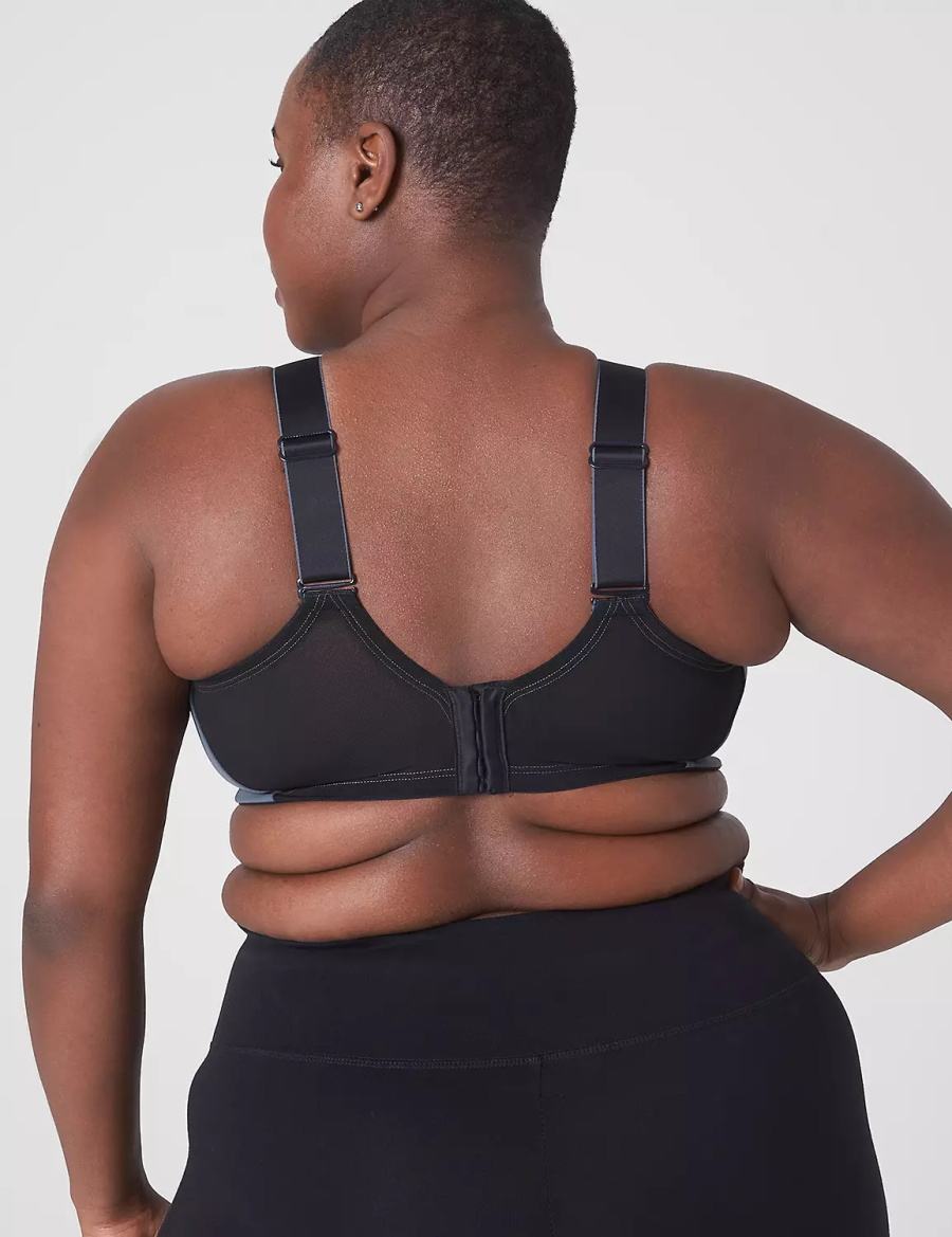 Dámské Sportovní Podprsenka Lane Bryant LIVI Wireless Medium-Impact Wicking Šedé Černé | YSD3437PL