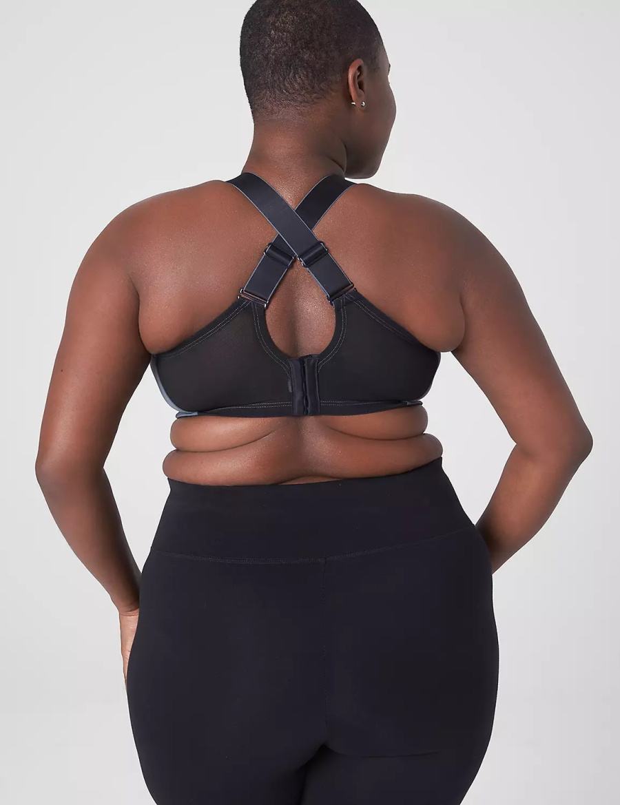 Dámské Sportovní Podprsenka Lane Bryant LIVI Wireless Medium-Impact Wicking Šedé Černé | YSD3437PL