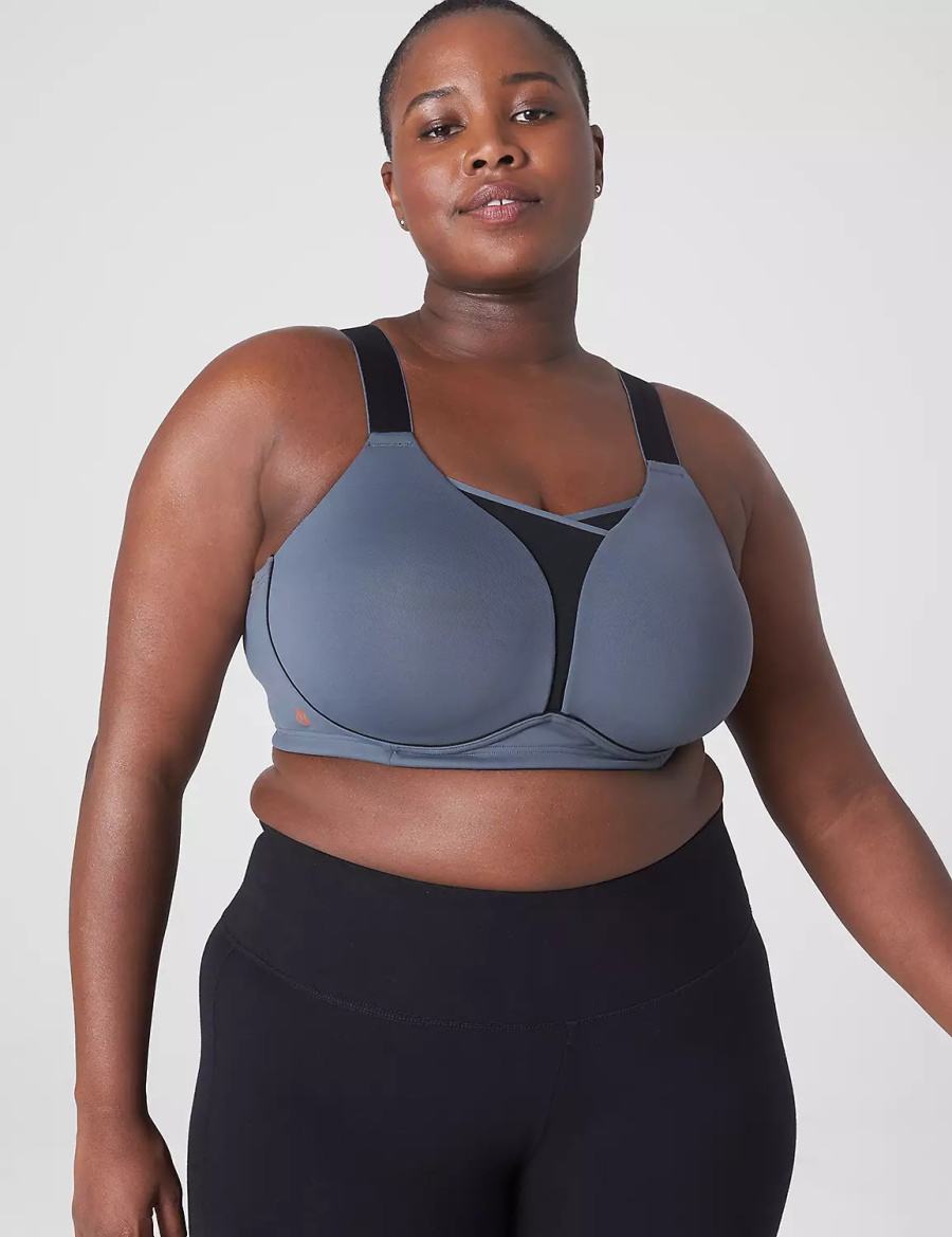 Dámské Sportovní Podprsenka Lane Bryant LIVI Wireless Medium-Impact Wicking Šedé Černé | YSD3437PL