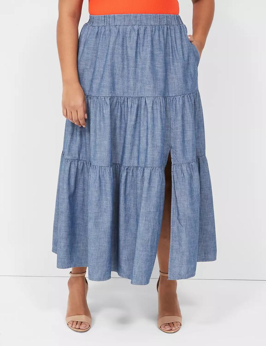 Dámské Sukně Lane Bryant Chambray Maxi Blankyt | FFX10043IF