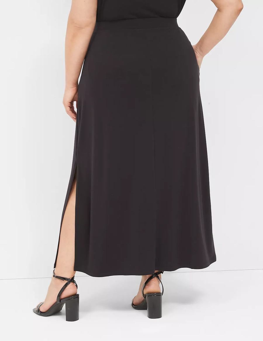 Dámské Sukně Lane Bryant Matte Jersey Side-Slit Maxi Černé | HAR9740LX