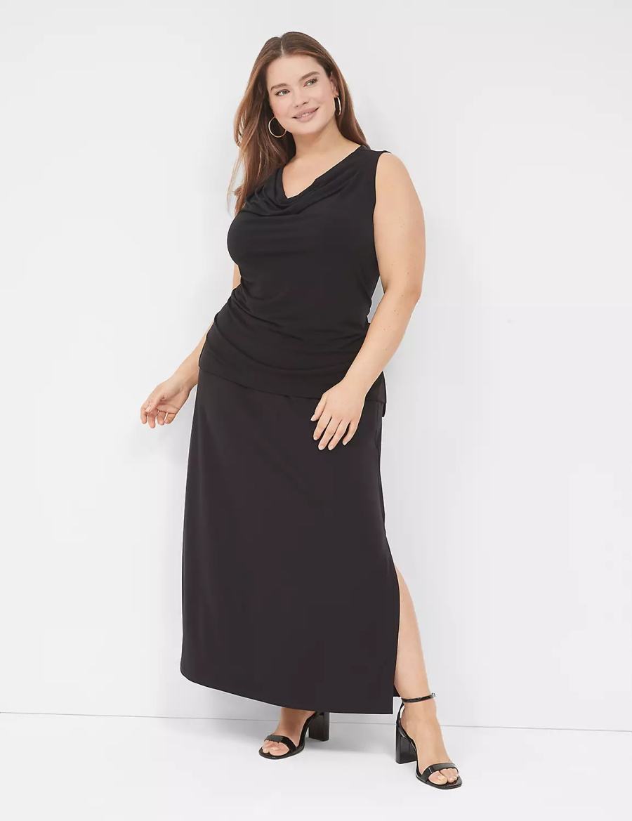 Dámské Sukně Lane Bryant Matte Jersey Side-Slit Maxi Černé | HAR9740LX